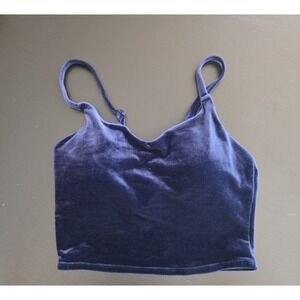 Athleta Velvet Crop Cami Tank Top XXS Blue Spaghetti Strap Lounge Yoga